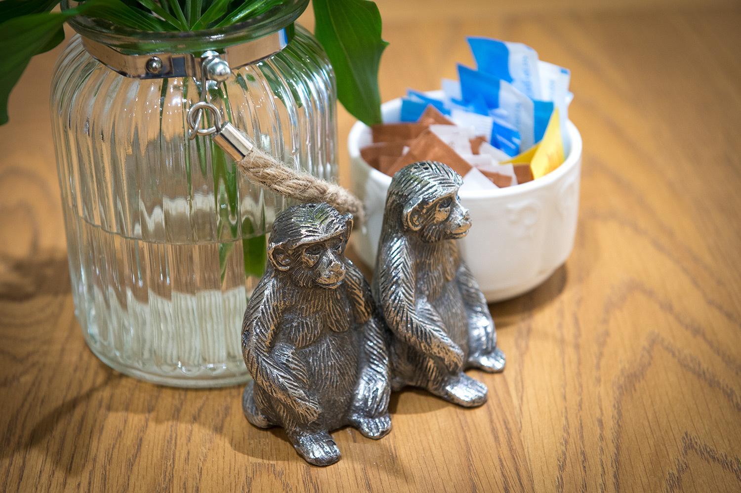 슈루즈버리 다윈스 타운하우스 B&B 외부 사진 Silver monkey salt and pepper shakers